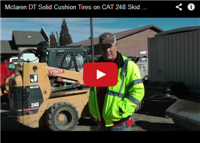 Mclaren DT Solid Cushion Tires on CAT 248 Skid Steer